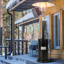 Load image into Gallery viewer, 46000BTU Propane Black powder coated Iron Mushroom Outdoor Patio Heater, with Two Smooth-rolling Wheels,with Hose Set,with Black Cover
