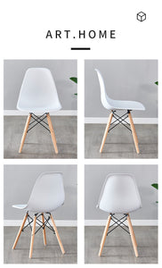 Light Gray simple fashion leisure plastic chair environmental protection PP material thickened seat surface solid wood leg dressing stool restaurant outdoor cafe chair set of 1