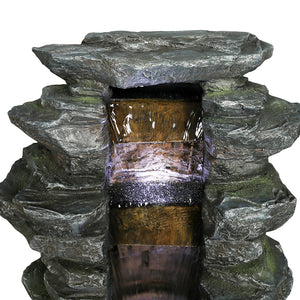 31” Showering Garden Waterfall with LED Resin Outdoor Fountains for Garden