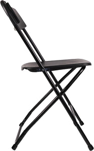 BTExpert Black Plastic Folding Chair Steel Frame Commercial High Capacity Event Chair lightweight Set for Office Wedding Party Picnic Kitchen Dining Church School Set of 4