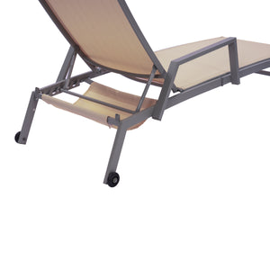 Patio Lounge Chair, Textilene Aluminum Pool Lounge Chair , Patio Chaise Lounge With Armrests And Wheels For Patio Backyard Porch Garden Poolside