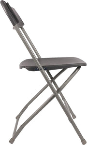 BTExpert Gray Plastic Folding Chair Steel Frame Commercial High Capacity Event Chair lightweight Set for Office Wedding Party Picnic Kitchen Dining Church School Set of 6