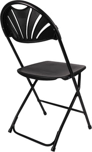 BTExpert Black Plastic Folding Chair Steel Frame Commercial High Capacity Event Chair lightweight Wedding Party Set of 2