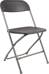 BTExpert Gray Plastic Folding Chair Steel Frame Commercial High Capacity Event Chair lightweight Set for Office Wedding Party Picnic Kitchen Dining Church School Set of 2