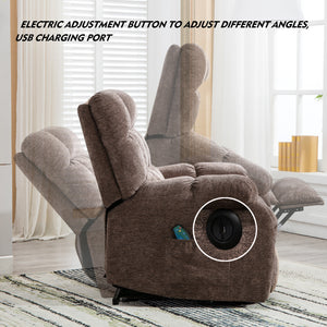 Electric lift recliner with heat therapy and massage, suitable for the elderly, heavy recliner, with modern padded arms and back, taupe