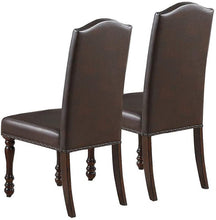 Load image into Gallery viewer, Classic Design Brown / Cherry Finish Faux Leather Set of 2 Side Chairs Dining Room Furniture Rubber wood Foam Cushion
