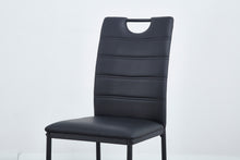 Load image into Gallery viewer, A set of 4 leather dining chairs with cushion and high back, painted metal legs, suitable for dining room, kitchen and living room X4 (BLACK)
