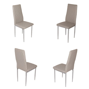 Retro style dining chair hotel dining chair conference chair outdoor activity chair pu leather high elastic fireproof sponge dining chair four-piece set(gray)