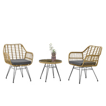 Load image into Gallery viewer, Modern Rattan Coffee Chair Table Set 3 PCS, Outdoor Furniture Rattan Chair,Garden Set（Two Chair + One Table）
