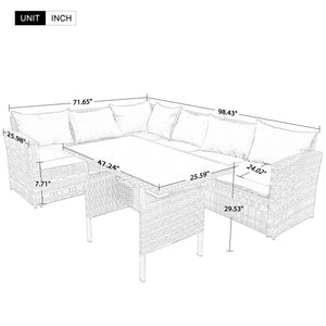 7 people outdoor rattan corner sofa, glass table