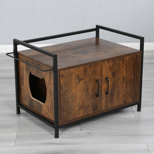 30 inches（(removable inner test board)） Litter  pet apartment, Pet Crate with Iron and Wood Sturdy Structure, Cat Dog House Nightstand