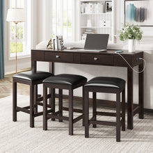 Load image into Gallery viewer, TOPMAX 4-Piece Counter Height Table Set with Socket and Leather Padded Stools, Espresso
