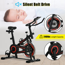 Load image into Gallery viewer, Movable Indoor Cycling Bike with LCD Monitor,Ipad Mount for Home Cardio Gym Machine,Home Use,Red
