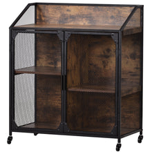 Load image into Gallery viewer, TREXM Cabinet Metal Mesh Double Door with Universal Wheel,  Different Space Size Kitchen Cart (Distressed Brown)
