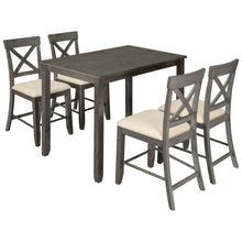 Load image into Gallery viewer, TOPMAX Wood 5-Piece Counter Height Dining Table Set with 4 Upholstered Chairs, Gray
