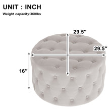 Load image into Gallery viewer, [New] 29.5&quot;Wide Classic Button Tufted Velvet Round Ottoman Living Room Footrest Without Storage
