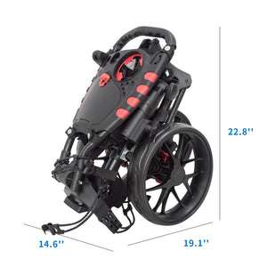 Compact push trolley with competitor folding size and umbrella holder and net