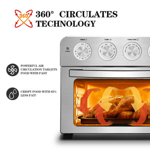 Geek Chef Air Fry Oven, Countertop Toaster Oven, 3-Rack Levels, 16 Preset Modes, Stainless Steel (23Qt 1700W)