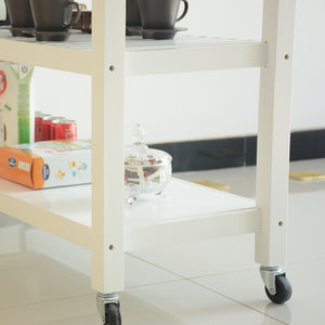 Kitchen Island & Kitchen Cart, Rubber Wood Top, Mobile Kitchen Island with Two Lockable Wheels, Simple Design for Easy Storing and Fetching, Two Drawers Give Unique Storage for Special Utensil.