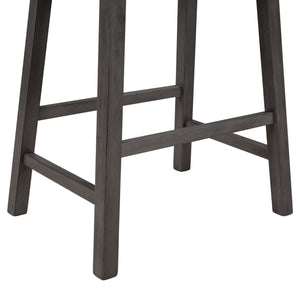 TOPMAX 4 Pieces Counter Height Wood Kitchen Dining Upholstered Stools for Small Places, Gray Finish+ Black Cushion