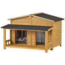 Load image into Gallery viewer, GO 47.2 ” Large Wooden Dog House Outdoor,  Outdoor &amp; Indoor Dog Crate, Cabin Style, With Porch, 2 Doors
