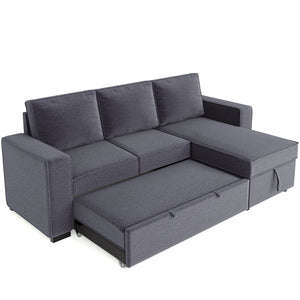 [VIDEO] 91" Reversible Pull out Sleeper Sectional Storage Sofa Bed,Corner sofa-bed with Storage Chaise Left/Right Handed Chaise