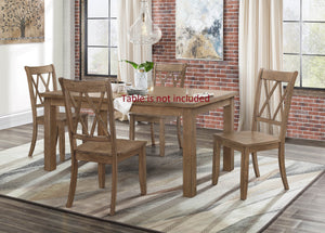 Casual Brown Finish Chairs Set of 2 Pine Veneer Transitional Double-X Back Design Dining Room Chairs