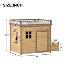 Load image into Gallery viewer, 39.4” Wooden Dog House Puppy Shelter Kennel Outdoor &amp; Indoor Dog crate, with Flower Stand, Plant Stand, With Wood Feeder
