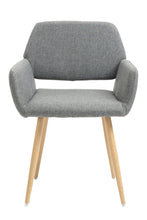 Load image into Gallery viewer, Fabric Upholstered Side Dining Chair with Metal Leg(Gray fabric+Beech Wooden Printing Leg),KD backrest
