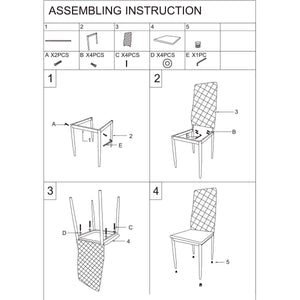 Retro style dining chair hotel dining chair conference chair outdoor activity chair pu leather high elastic fireproof sponge dining chair four-piece set(gray)