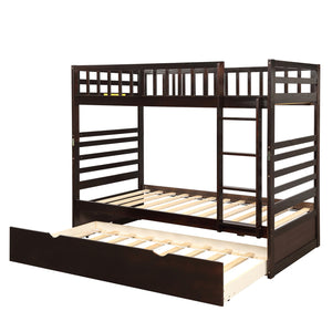 Orisfur. Twin Bunk Beds for Kids with Safety Rail and Movable Trundle bed