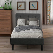 Load image into Gallery viewer, Upholstered Button Tufted Platform Bed with Strong Wood Slat Support (Twin, Gray)

