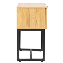 Load image into Gallery viewer, Nightstand Side Table, End Table, Sofa Side Table, with Wicker Rattan, Wood Color MDF and Black Steel Frame
