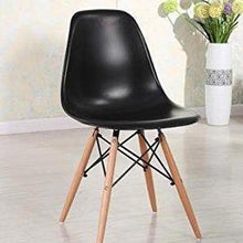 Load image into Gallery viewer, Eiffel Natural Wood Legs Dining Side Chair Black DSW Set of 4

