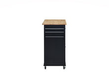 Load image into Gallery viewer, 1-Pc Grady Cottage Style Kitchen Island Storage Cart Natural Finish Top Black Color
