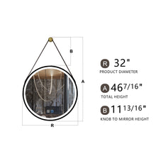 Load image into Gallery viewer, 32 Inch Golden Round Frame with Lamp Hanging Bathroom Mirror
