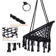 Load image into Gallery viewer, Black Swing，Hammock Chair Macrame Swing，Max 330 Lbs Hanging Cotton Rope Hammock Swing Chair for Indoor and Outdoor
