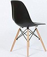 Load image into Gallery viewer, Eiffel Natural Wood Legs Dining Side Chair Black DSW Set of 2
