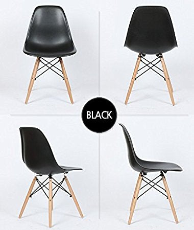 Eiffel Natural Wood Legs Dining Side Chair Black DSW Set of 4