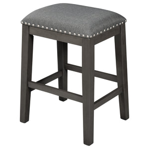 TOPMAX Rustic Farmhouse Dining Room Wooden Stools with Trim, Set of 2 ,Gray