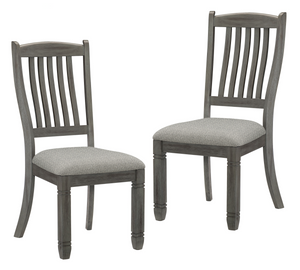 Casual Dining Height Side Chairs 2pc Antique Gray Wood Frame Fabric Upholstery