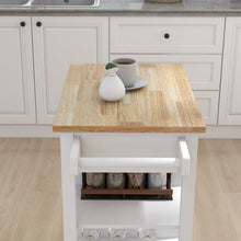 Load image into Gallery viewer, Kitchen island rolling trolley cart with towel rack rubber wood table top
