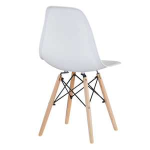 White simple fashion leisure plastic chair environmental protection PP material thickened seat surface solid wood leg dressing stool restaurant outdoor cafe chair set of 1
