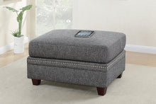 Load image into Gallery viewer, Cocktail Ottoman Cotton Blended Fabric Ash Black Color Nailheads Ottomans
