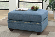 Load image into Gallery viewer, Cocktail Ottoman Cotton Blended Fabric Blue Color Nailheads Ottomans
