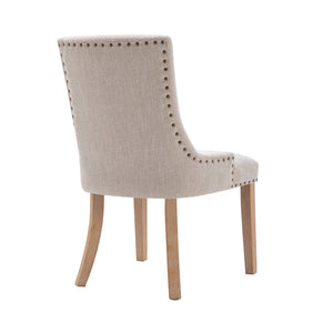 Hengming  Set of 2 Fabric Dining Chairs Leisure Padded Chairs with  Rubber Wood Legs,Nailed Trim, Beige