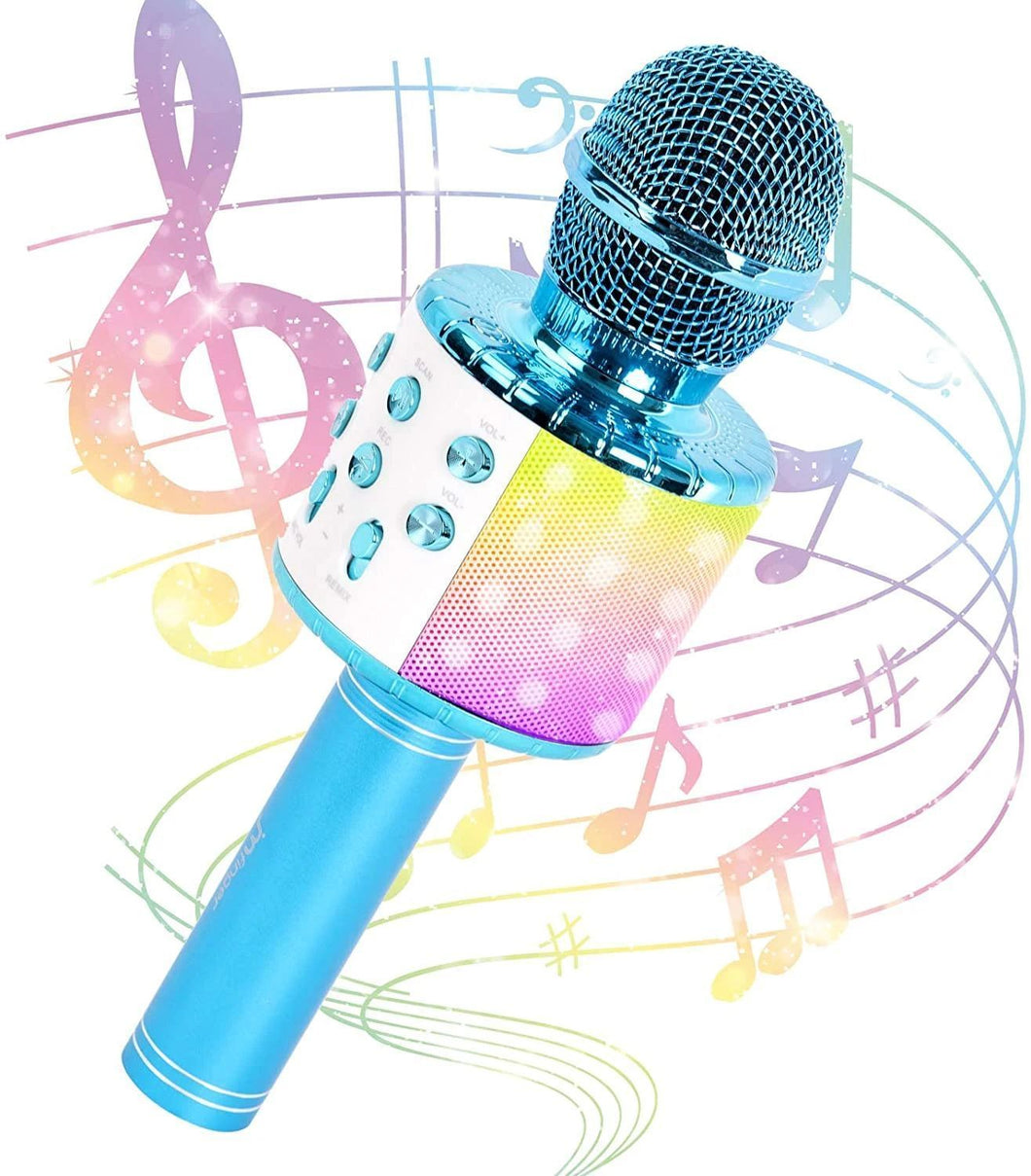 Karaoke Microphone for Kids and Adults, Wireless Portable Handheld Bluetooth Microphone with LED Lights - Best Gifts