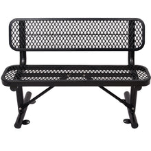 Load image into Gallery viewer, 4 ft. Outdoor Steel Bench with Backrest BLACK
