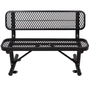 4 ft. Outdoor Steel Bench with Backrest BLACK