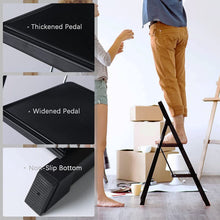 Load image into Gallery viewer, YSSOA 3 Step Ladder, Folding Step Stool with Wide Anti-Slip Pedal, 330 lbs Sturdy Steel Ladder, Convenient Handgrip, Lightweight, Portable Steel Step Stool, Black (HILADDFOLD3B)
